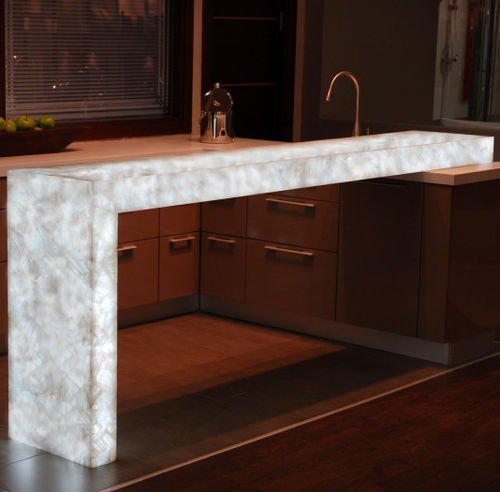 Piano di lavoro in pietra semipreziosa - GEMSTONE ROSE QUARTZ - ARTISTIC TILE - contract / da cucina / levigato