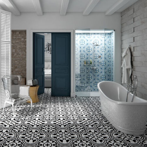 Piastrella in gres porcellanato - HYDRAULIC BLACK - ARTISTIC TILE - levigata / da interno / da pavimento