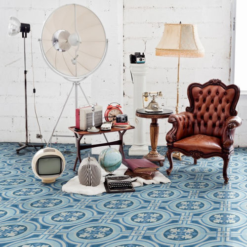 Piastrella in gres porcellanato - HYDRAULIC BLUE - ARTISTIC TILE - levigata / da interno / da pavimento