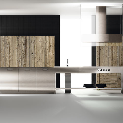 Cucina contemporanea - GRAIN VIEJO NATURAL / FACTORY 2 - MUEBLES DOCA - in acciaio / in legno / con isola