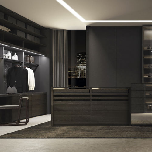 Armadio contemporaneo - BARNA OLMO NATUR FORO LEATHER - MUEBLES DOCA - in olmo / in vetro / con porta scorrevole