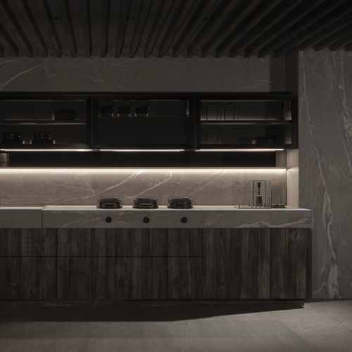 Cucina contemporanea - NORDIK CEIBA FORO GRIS FUME  - MUEBLES DOCA - in vetro / in pietra / senza maniglie