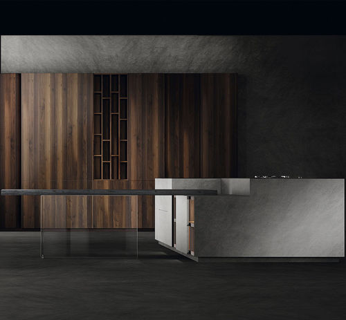 Cucina contemporanea - FUSTE ACACIA OLD - MUEBLES DOCA - in pietra / impiallacciata in legno / con isola