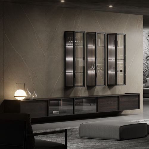 Parete attrezzata TV contemporaneo - FORMENTERA - ROBLE LIATH - MUEBLES DOCA - in rovere / in vetro / modulare