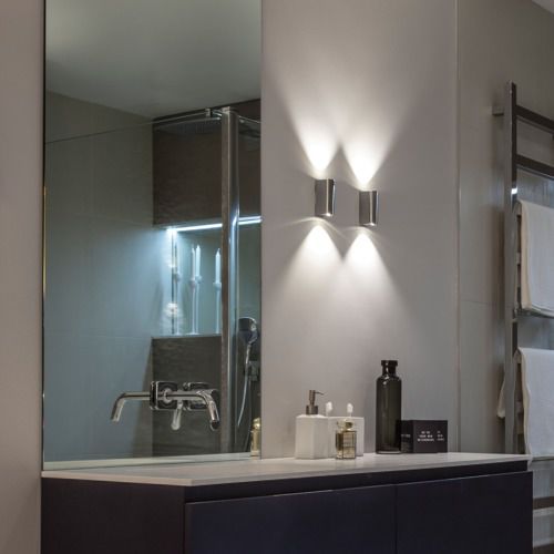 Applique contemporanea - ALBA 0828 - astro - in metallo cromato / lineare / per stanza da bagno