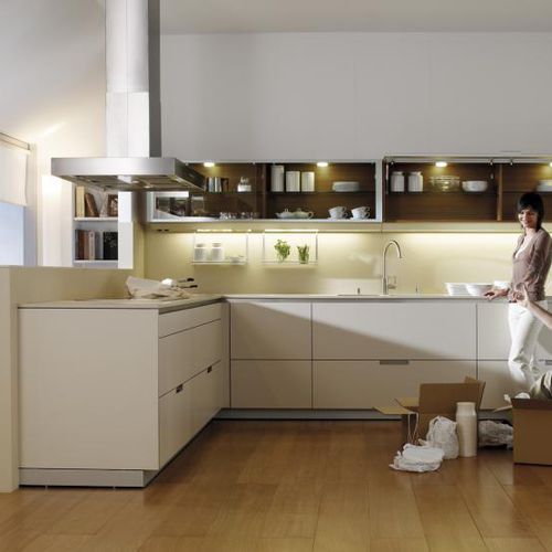 Cucina contemporanea - MINOS-E - SANTOS - in melaminico / a U / con impugnature