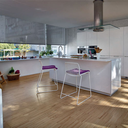 Cucina contemporanea - MINOS - SANTOS - in MDF / con isola / con maniglia integrata