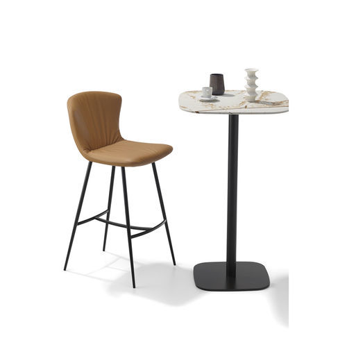 Tavolo alto contemporaneo - LARGO  - DRAENERT - in legno / in marmo / con supporto in metallo