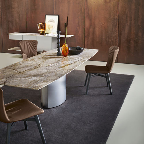 Sedia contemporanea - DEXTER - DRAENERT - da interno / in pelle / con supporto in legno