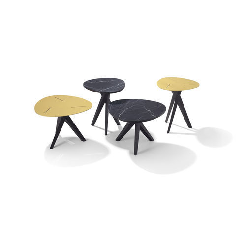 Tavolo d'appoggio contemporaneo - TRILOPE  - DRAENERT - in alluminio / in pietra naturale / con supporto in legno