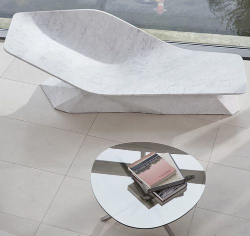 Chaise longue contemporanea - MARBLE WING - DRAENERT - in marmo / in marmo / bianca