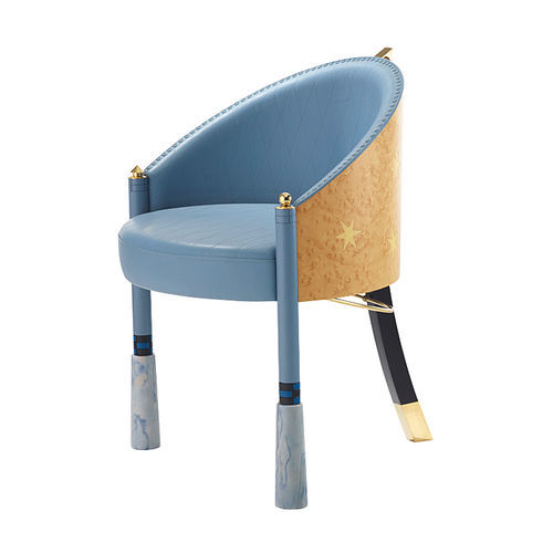 Poltrona design originale - F3 - DRAENERT - in tessuto / in legno / blu