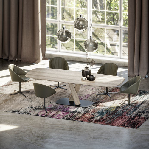 Tavolo da pranzo contemporaneo - STAN - DRAENERT - in rovere / con supporto in legno massiccio / con supporto in acciaio