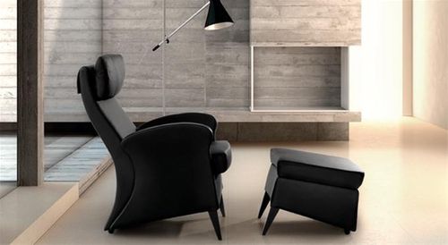 Poltrona contemporanea - KOLY - GRASSOLER - in pelle / con poggiapiedi / con poggiatesta