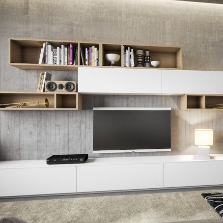 Parete attrezzata TV contemporaneo - PLAN - BERLONI - in melaminico