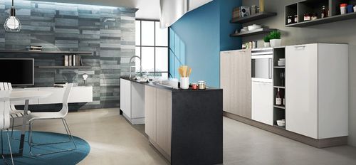 Cucina contemporanea - PLAN - BERLONI - impiallacciata in legno / con isola / con impugnature