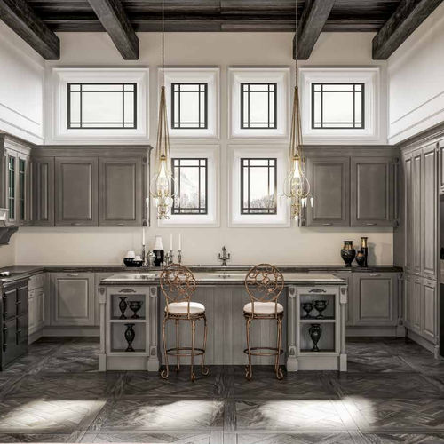 Cucina classica - GRANGALA - BERLONI - in legno / con isola / con impugnature