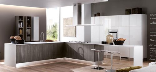 Cucina contemporanea - BRERA - BERLONI - in melaminico / in legno / con isola