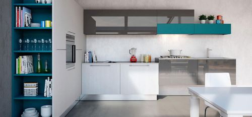 Cucina contemporanea - PLAN - BERLONI - impiallacciata in legno / con impugnature / laccata