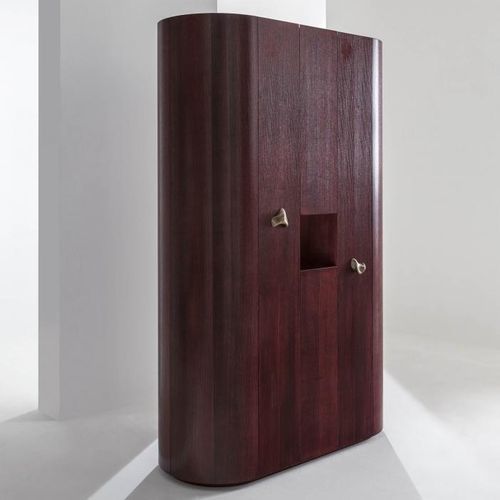 Mobile bar contemporaneo - Collectionist - LAURAMERONI - in legno laccato / in legno tinto / con sportello battente