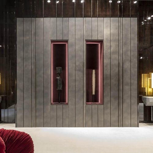 Credenza con alzata contemporanea - Line - LAURAMERONI - in legno laccato / in legno tinto