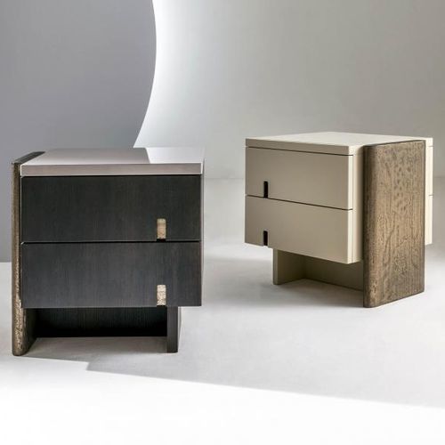 Comodino contemporaneo - Outfit  - LAURAMERONI - in legno laccato / in legno tinto / con supporto in legno