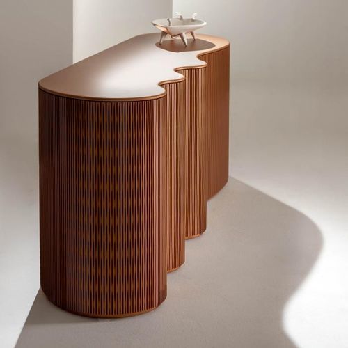 Consolle contemporanea - Infinity  - LAURAMERONI - in legno dipinto / con supporto in legno verniciato / curva