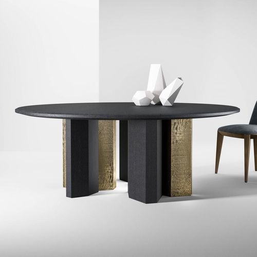 Tavolo contemporaneo - Imperfetto - LAURAMERONI - in legno / in marmo / con supporto in legno tinto