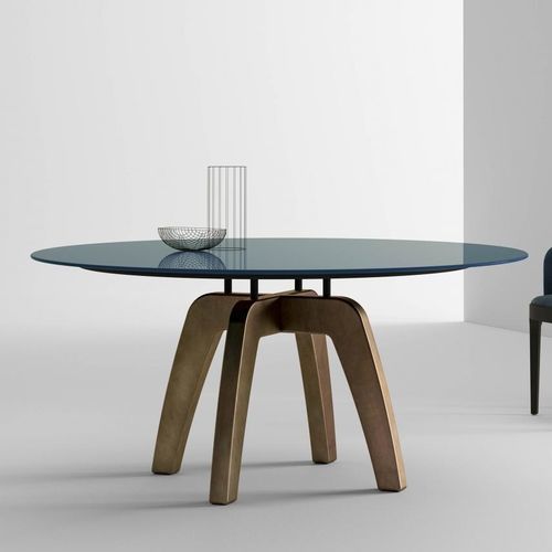 Tavolo contemporaneo - Feel  - LAURAMERONI - in legno laccato / in marmo / con supporto in legno massiccio