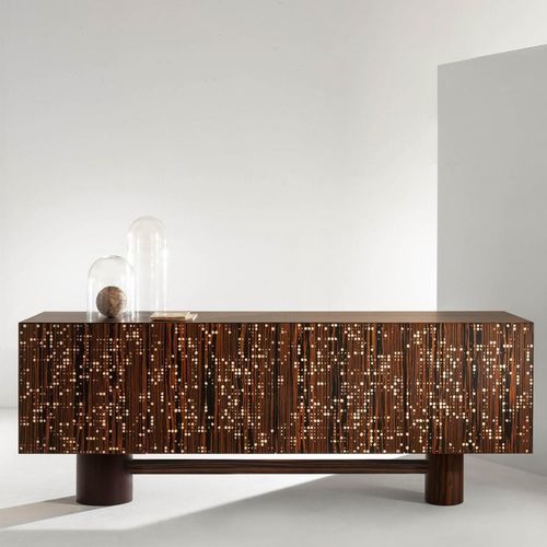 Credenza contemporanea - Unlimited  - LAURAMERONI - impiallacciata in legno / con ripiano / con ante battenti