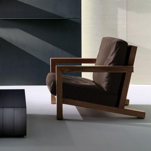 Poltrona contemporanea - BD 21 - LAURAMERONI - in tessuto / in pelle / in legno