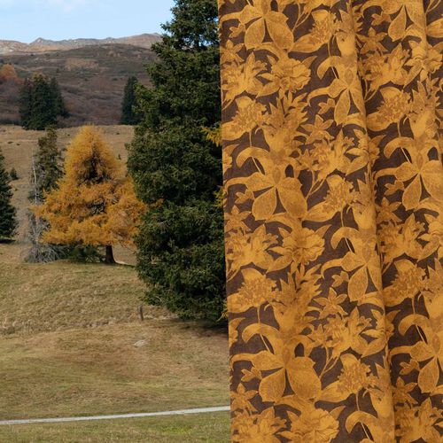 Tessuto per tende - FLURIN - Fischbacher 1819 - con motivi floreali / in lino / in lana