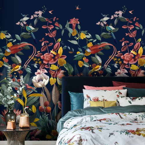 Carta da parati design originale - KOTORI  - Fischbacher 1819 - in vinile / con motivi floreali / con scene