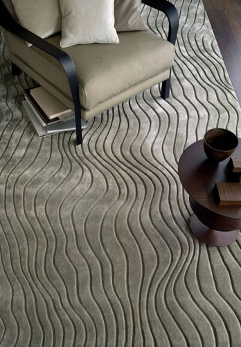 Tappeto contemporaneo - CURVE - SAHCO - a righe / in lana / rettangolare