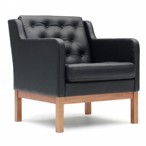 Poltrona contemporanea - EJ 315 - Erik Jørgensen - in pelle / in schiuma di poliuretano / in legno