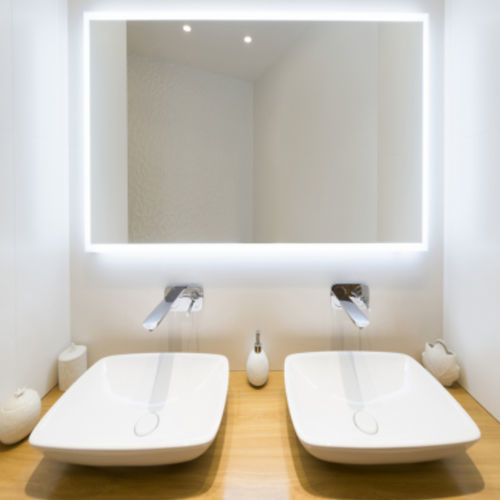 Specchio a muro - MIROX 4GREEN+ - AGC Glass Europe - contract / contemporaneo / rettangolare