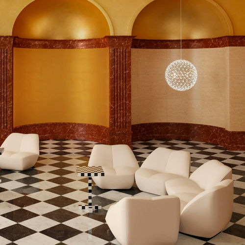 Poltrona contemporanea - Kisss  - moooi - in tessuto / in legno / collegabile