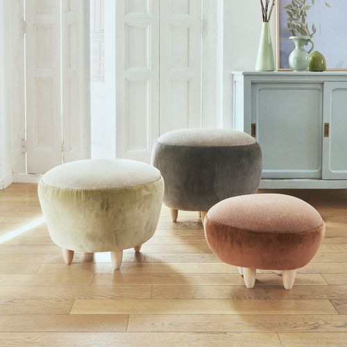 Pouf contemporaneo - PEBBLES - GANCEDO - in velluto / in lino / in acrilico