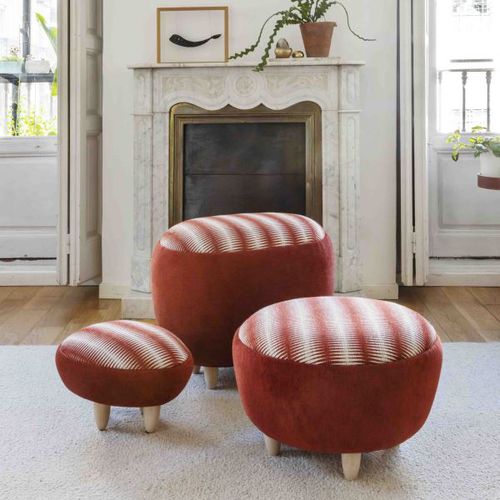 Pouf contemporaneo - PEBBLES KIMONO - GANCEDO - in velluto / in lino / in acrilico