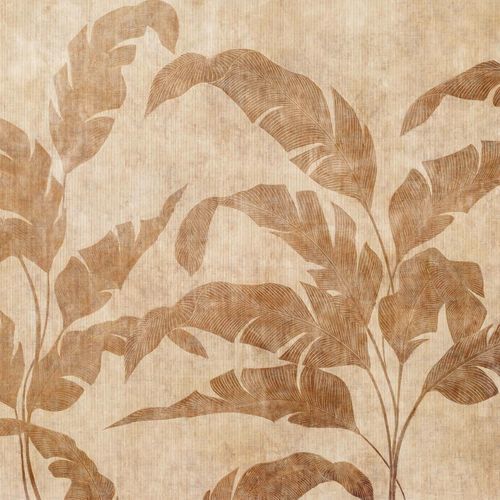 Carta da parati contemporanea - Leaves Shadow Camel - Coordonné - in tessuto / in bambù / con motivi floreali