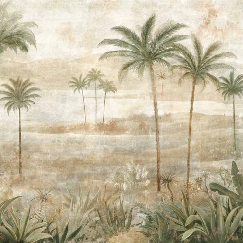 Carta da parati contemporanea - Draa Palms Leaves - Coordonné - in tessuto / a motivi / verde