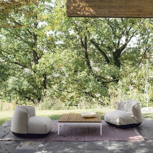 Tavolino basso contemporaneo - BE—EASY SLATTED - Kristalia - in teak / in acciaio / in acciaio con rivestimento a polvere