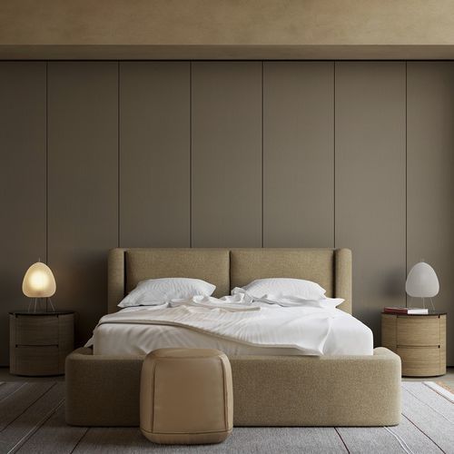 Letto matrimoniale - DIMORA - Kristalia - contemporaneo / imbottito / con testiera