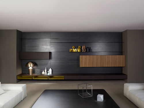 Parete attrezzata TV contemporaneo - MODERN  - Porro - in legno / di Piero Lissoni