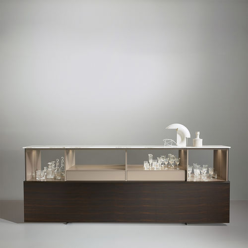 Credenza contemporanea - GALLERY - Porro - in metallo / con ripiano / nera