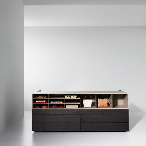 Cassettone contemporaneo - HUB - Porro - in legno / in pelle / in vetro