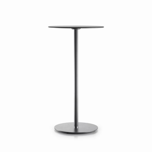 Tavolo alto contemporaneo - PLANC - Sellex - in laminato / con supporto in acciaio / rotondo