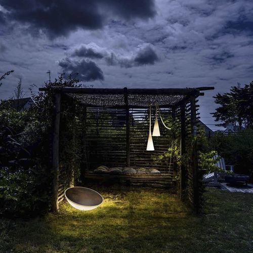 Tavolino basso contemporaneo - SOLAR - FOSCARINI - in polietilene / con supporto in metallo / rotondo