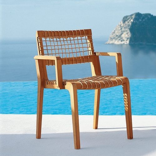 Sedia da giardino contemporanea - SYNTHESIS - Unopiù - da esterno / in fibre sintetiche / con supporto in teak
