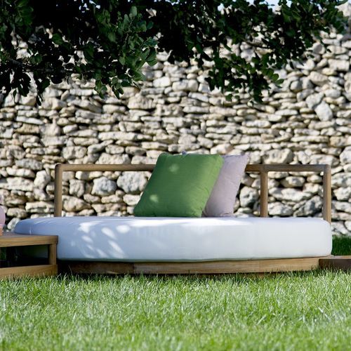 Lettino prendisole contemporaneo - PEVERO - Unopiù - in tessuto acrilico / in teak / per piscina